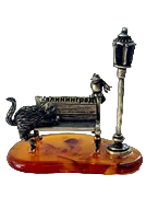 Скамейка кот, ворона, фонарь 369000